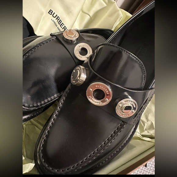 SOLD NWT BURBERRY Embellished wedge leather loafers 38.5 - Picture 10 of 13